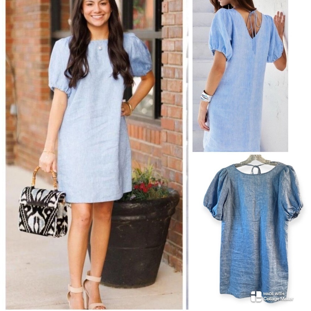 Fifteen Twenty NWOT Juliette 100% linen puff sleeve dress